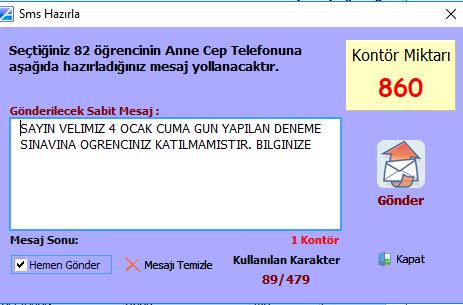 DUYURU VE ETKİNLİK İÇİN SMS GÖNDERİMİ