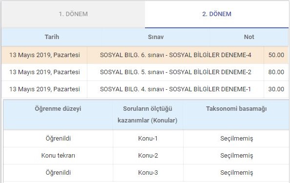 KLASİK SINAV SONUÇLARI