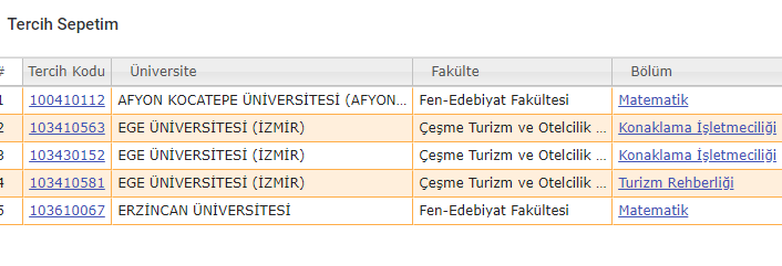 TERCİH ANALİZ SİSTEMİ